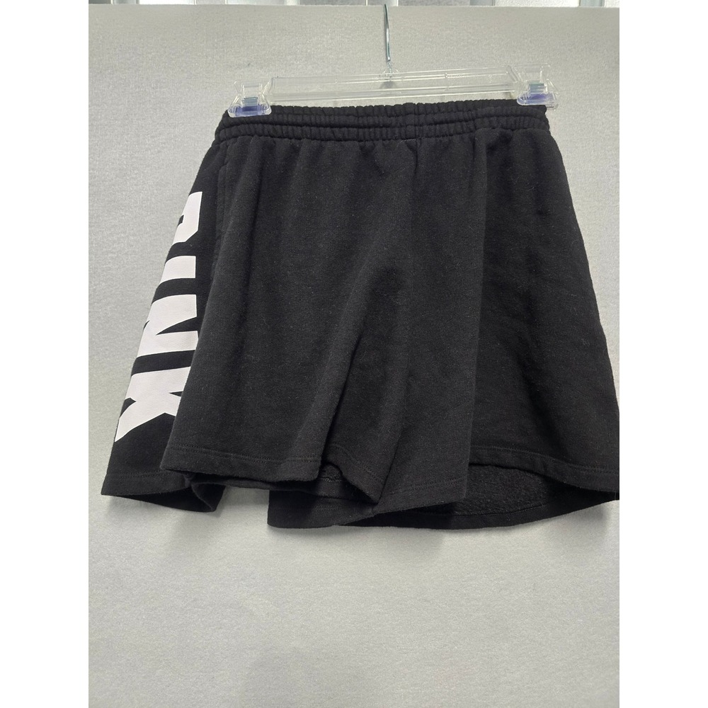 PINK Victoria's Secret Black Sweat Shorts Logo Graphic Elastic Waist Women's M